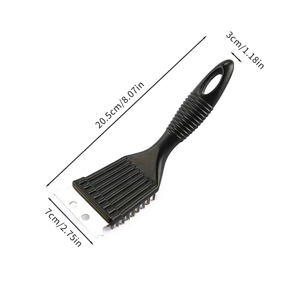 Barbecue Grill Cleaning Brush with Steel Wire Bristles and Scraper, Black, 1/2/3 Pack