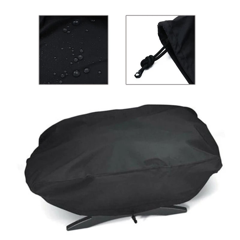Black BBQ Grill Cover, 210D Oxford Cloth, 67.1 x 44 x 32 cm, for Weber Q1000 Q2000