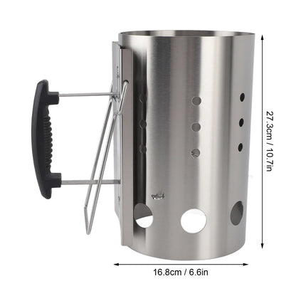 Qiilu Metal Charcoal Ignition Cylinder with Handle, 27.3cm