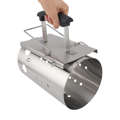 Qiilu Metal Charcoal Ignition Cylinder with Handle, 27.3cm