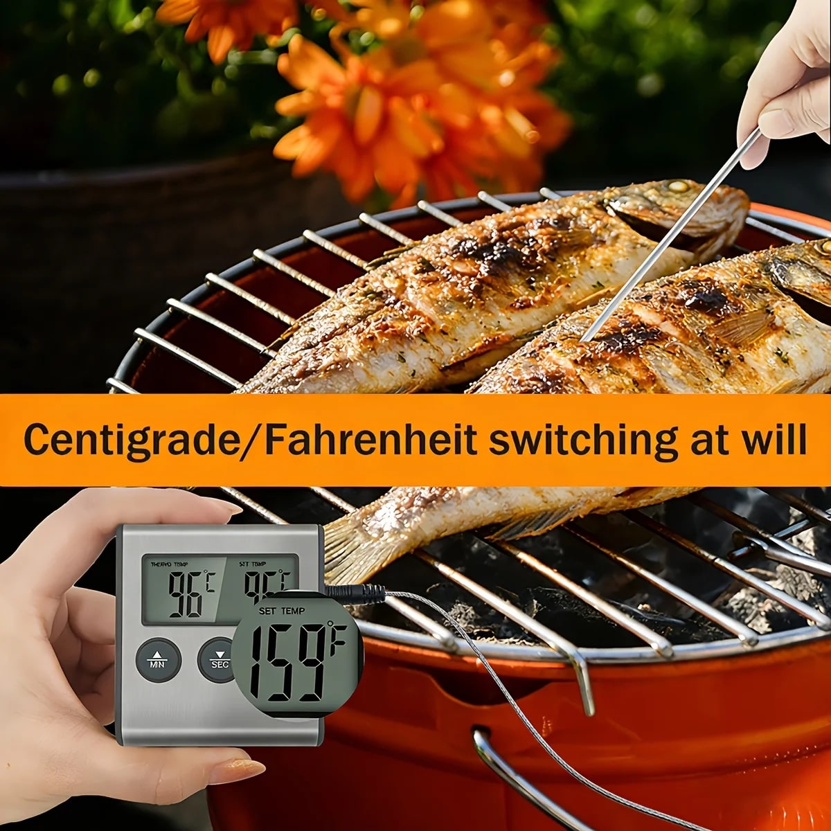 Digital Grill Thermometer with Timer, BBQ and Oven Probe, DSH-1049