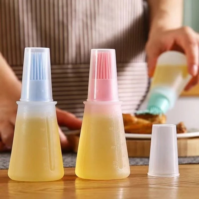 Rubber Oil Basting Brush Bottle, 12 x 5cm, Detachable Head for BBQ and Baking