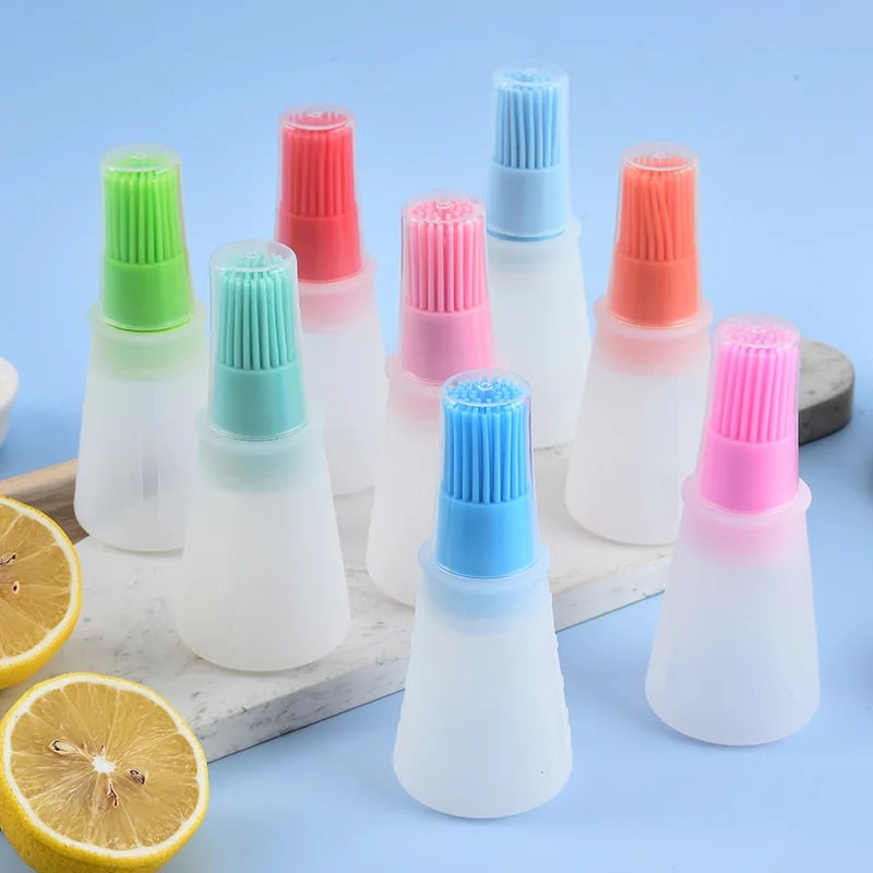 Rubber Oil Basting Brush Bottle, 12 x 5cm, Detachable Head for BBQ and Baking