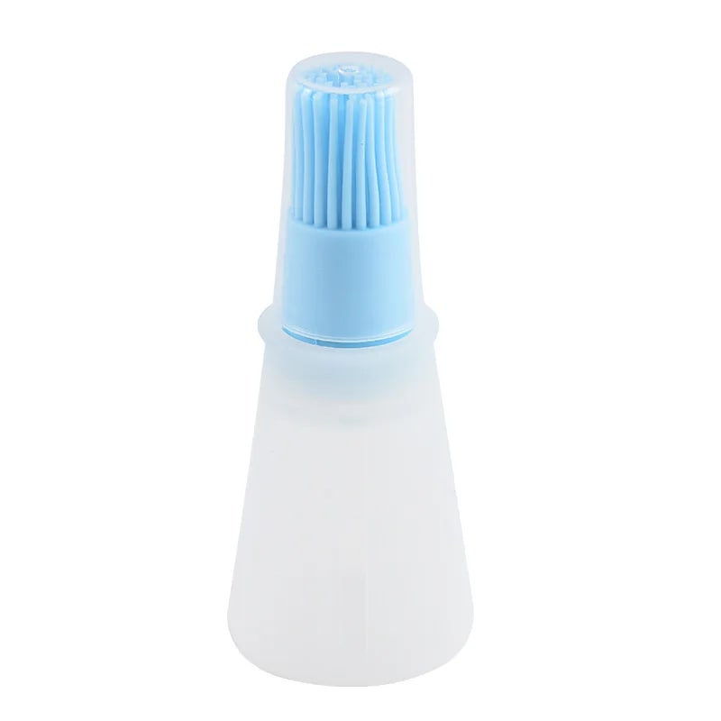 Rubber Oil Basting Brush Bottle, 12 x 5cm, Detachable Head for BBQ and Baking - Blue