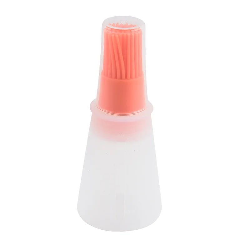 Rubber Oil Basting Brush Bottle, 12 x 5cm, Detachable Head for BBQ and Baking - Orange