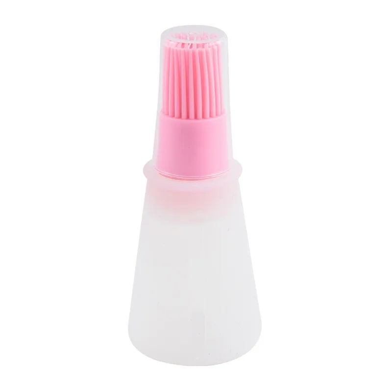Rubber Oil Basting Brush Bottle, 12 x 5cm, Detachable Head for BBQ and Baking - Pink