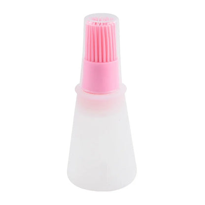 Rubber Oil Basting Brush Bottle, 12 x 5cm, Detachable Head for BBQ and Baking - Pink