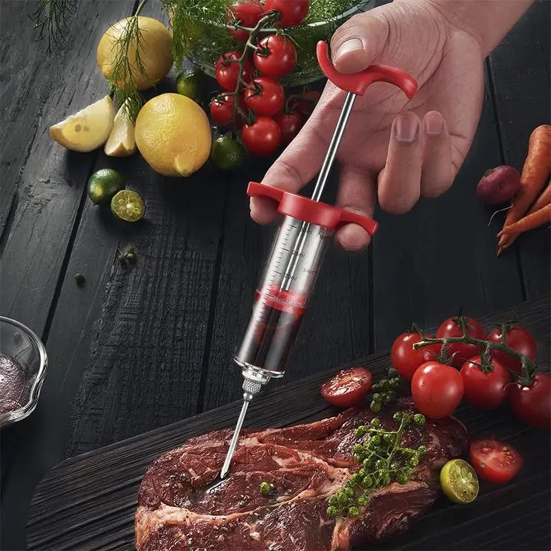 Meat Injector Syringe with 3 Marinade Needles, 30ml BBQ Turkey Injector Kit