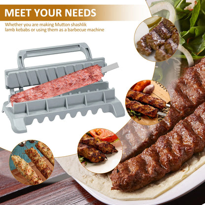 Kebab Maker Press Mould, Reusable Plastic BBQ Skewer Tool, Grey