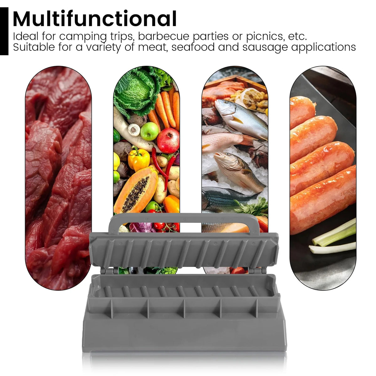 Kebab Maker Press Mould, Reusable Plastic BBQ Skewer Tool, Grey