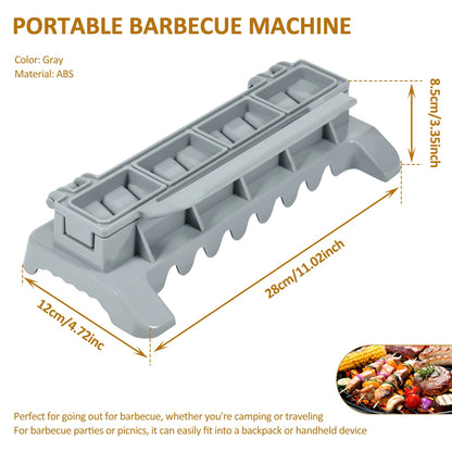 Kebab Maker Press Mould, Reusable Plastic BBQ Skewer Tool, Grey - A