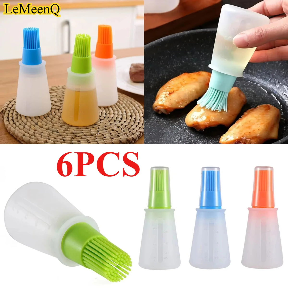 Silicone Oil Basting Brush with Bottle, Portable BBQ and Baking Tool