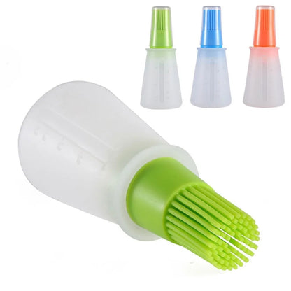 Silicone Oil Basting Brush with Bottle, Portable BBQ and Baking Tool