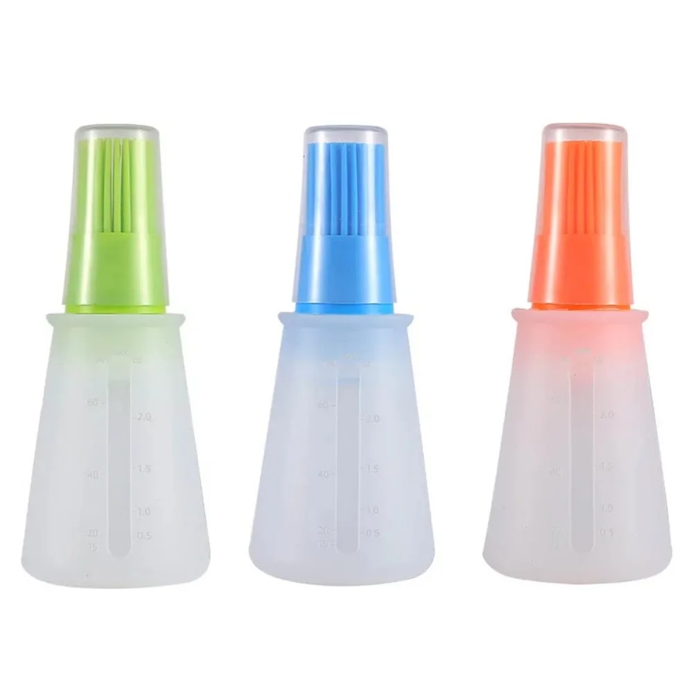 Silicone Oil Basting Brush with Bottle, Portable BBQ and Baking Tool - 3PCS Ramdom Color