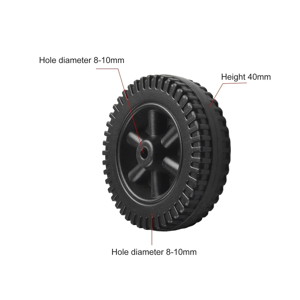 BBQ Grill Wheels, 152mm Plastic Replacement Wheels, 8-10mm Hole, 2 Pack