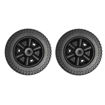 BBQ Grill Wheels, 152mm Plastic Replacement Wheels, 8-10mm Hole, 2 Pack - Black