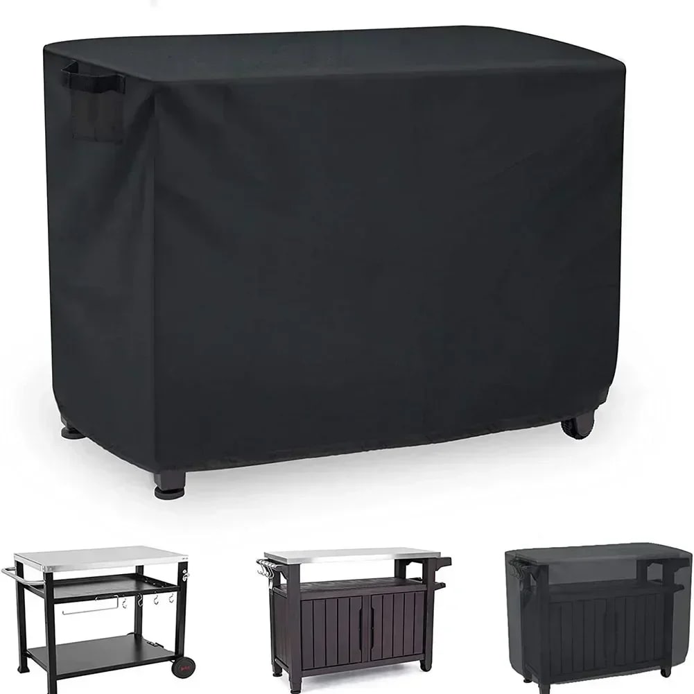 Waterproof Outdoor Prep Cart Cover, 420D Oxford Cloth, Black, 4 Sizes