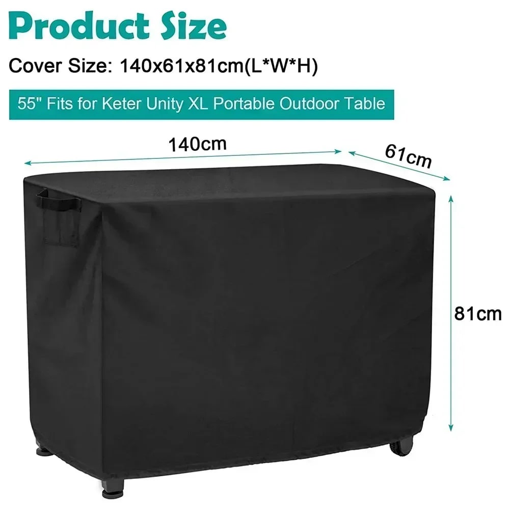 Waterproof Outdoor Prep Cart Cover, 420D Oxford Cloth, Black, 4 Sizes - 140X61X81cm