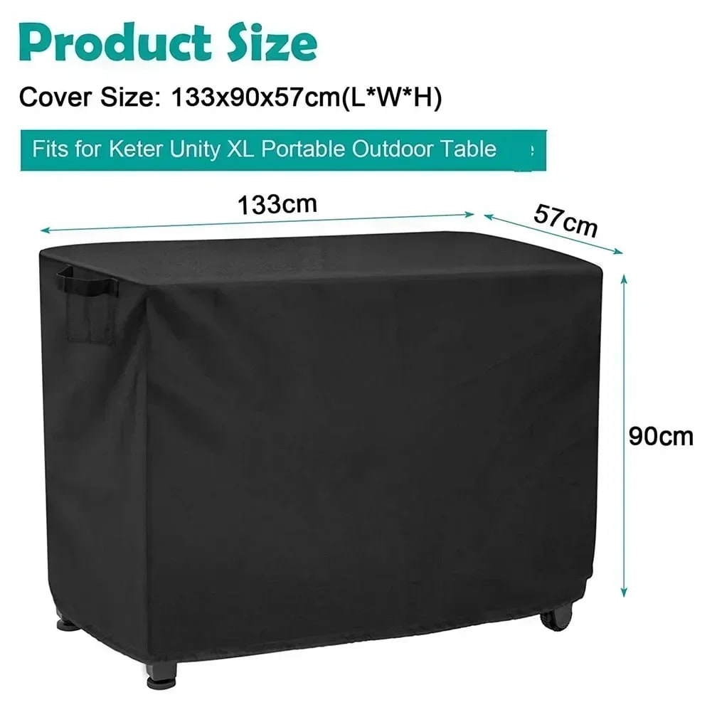 Waterproof Outdoor Prep Cart Cover, 420D Oxford Cloth, Black, 4 Sizes - 133X57X90cm
