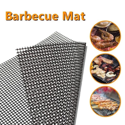 Non-Stick BBQ Grill Mesh Mat, Black Fibreglass, 30 x 20cm or 40 x 30cm