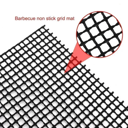 Non-Stick BBQ Grill Mesh Mat, Black Fibreglass, 30 x 20cm or 40 x 30cm