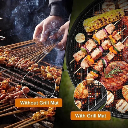 Non-Stick BBQ Grill Mesh Mat, Black Fibreglass, 30 x 20cm or 40 x 30cm