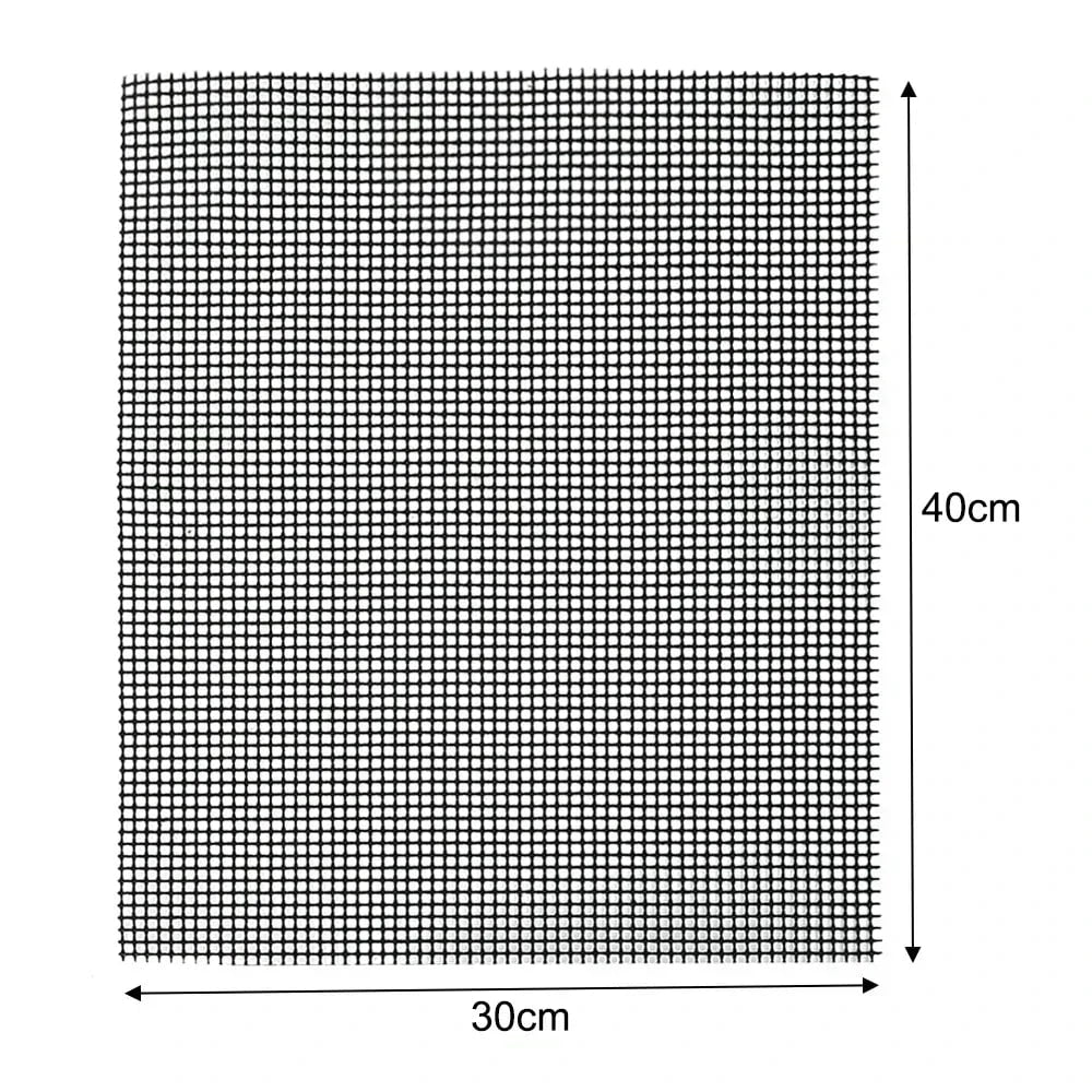 Non-Stick BBQ Grill Mesh Mat, Black Fibreglass, 30 x 20cm or 40 x 30cm - 40x30cm 1Pcs