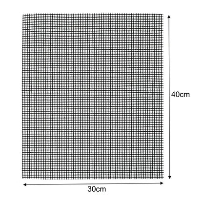 Non-Stick BBQ Grill Mesh Mat, Black Fibreglass, 30 x 20cm or 40 x 30cm - 40x30cm 1Pcs