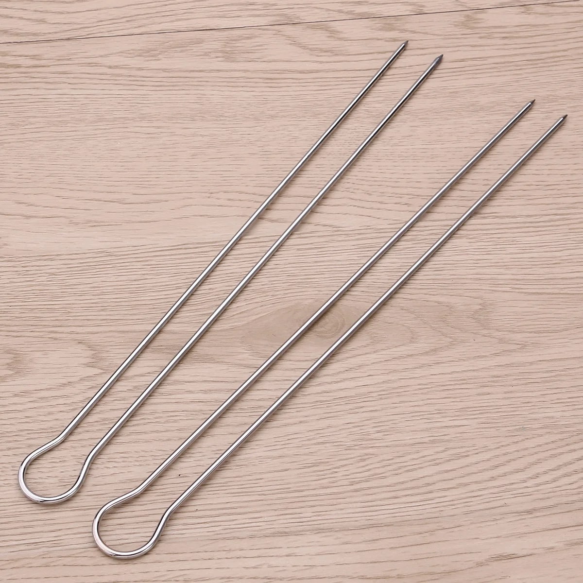 Stainless Steel BBQ Skewers 30cm Dual-Prong Set