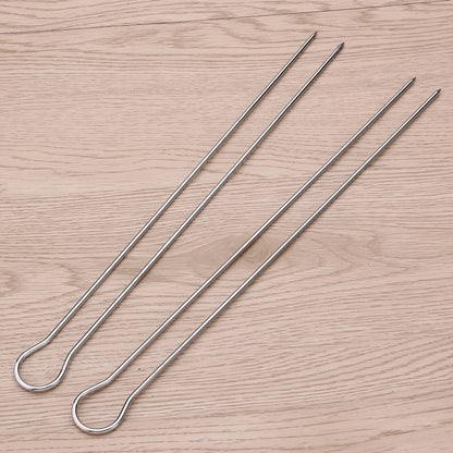 Stainless Steel BBQ Skewers 30cm Dual-Prong Set