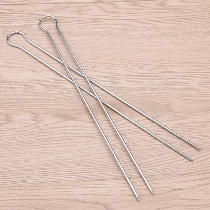 Stainless Steel BBQ Skewers 30cm Dual-Prong Set
