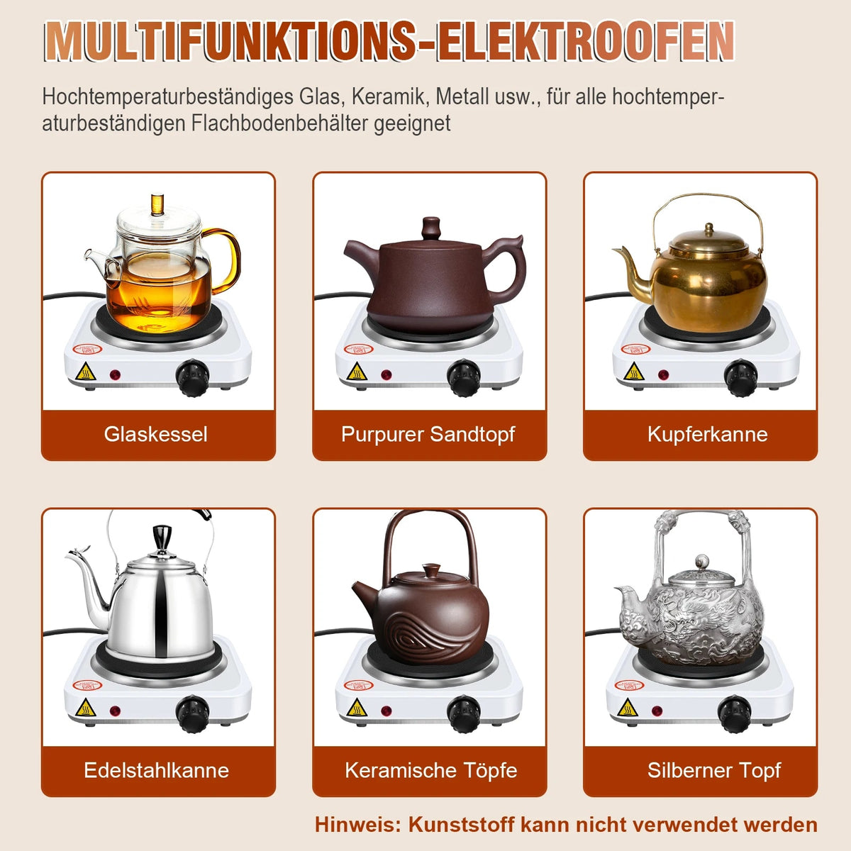 Single Electric Hotplate 1000W Cast Iron Heating Plate with 5 Power Levels