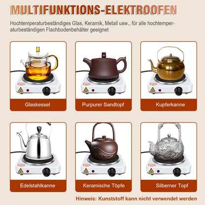 Single Electric Hotplate 1000W Cast Iron Heating Plate with 5 Power Levels