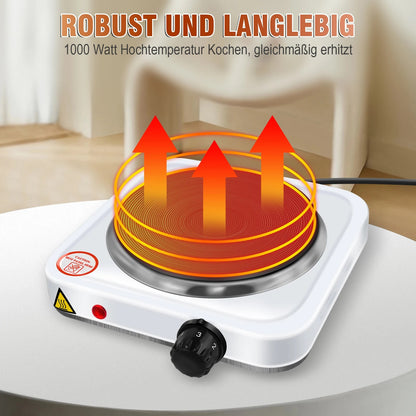 Single Electric Hotplate 1000W Cast Iron Heating Plate with 5 Power Levels
