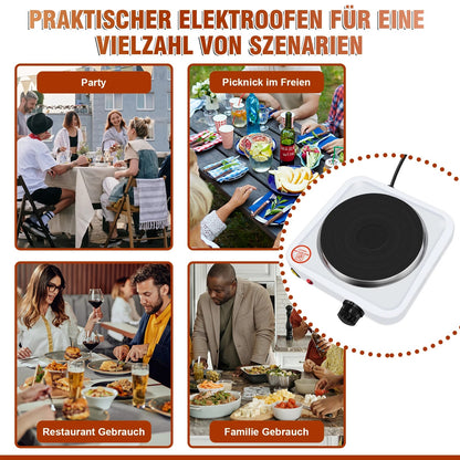 Single Electric Hotplate 1000W Cast Iron Heating Plate with 5 Power Levels