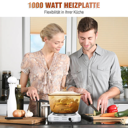 Single Electric Hotplate 1000W Cast Iron Heating Plate with 5 Power Levels