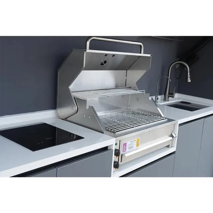 Portable Outdoor Kitchen Cabinet with Gas BBQ Grill and Mini Fridge
