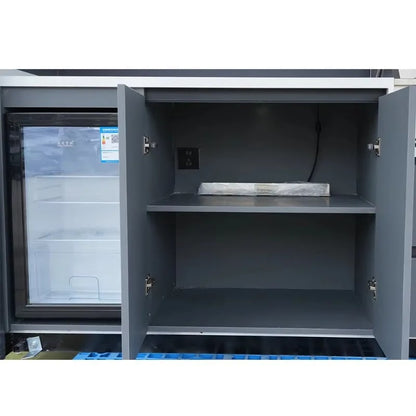 Portable Outdoor Kitchen Cabinet with Gas BBQ Grill and Mini Fridge