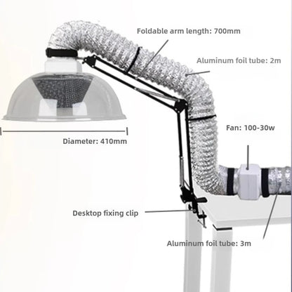 BBQ Smoke Exhauster with Foldable Arm, Oil-Proof Cover and 3m or 6m Tube Options
