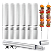 Reusable 304 Stainless Steel BBQ Kebab Skewers, 28cm or 33cm, 10 to 31 Pack Options