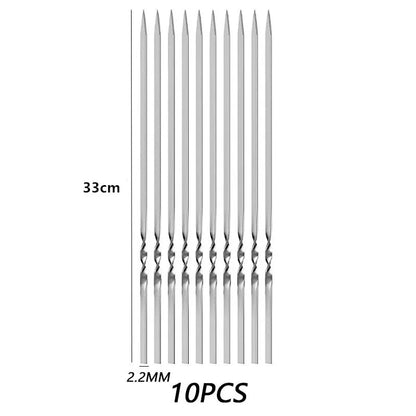 Reusable 304 Stainless Steel BBQ Kebab Skewers, 28cm or 33cm, 10 to 31 Pack Options - 10PCS
