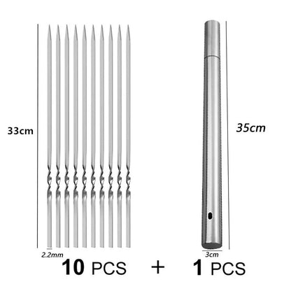Reusable 304 Stainless Steel BBQ Kebab Skewers, 28cm or 33cm, 10 to 31 Pack Options - 11PCS