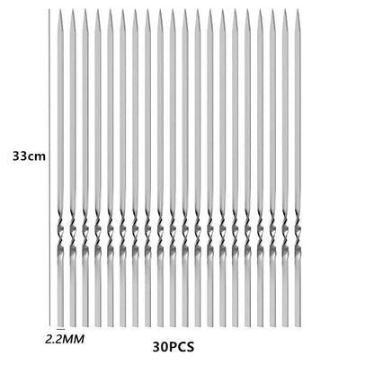 Reusable 304 Stainless Steel BBQ Kebab Skewers, 28cm or 33cm, 10 to 31 Pack Options - 30PCS