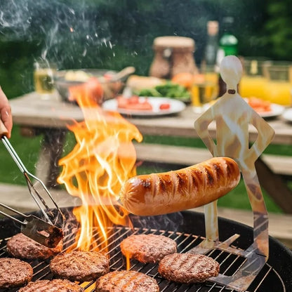 Stainless Steel Hot Dog Holder BBQ Sausage Grill Rack, Foldable