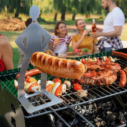 Stainless Steel Hot Dog Holder BBQ Sausage Grill Rack, Foldable