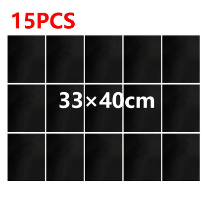 Metal BBQ Grill Mat Sheets, Reusable, 33 x 40cm or 50 x 40cm, Black - 15PCS 33x40cm
