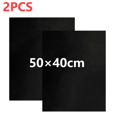 Metal BBQ Grill Mat Sheets, Reusable, 33 x 40cm or 50 x 40cm, Black - 2PCS 50x40cm