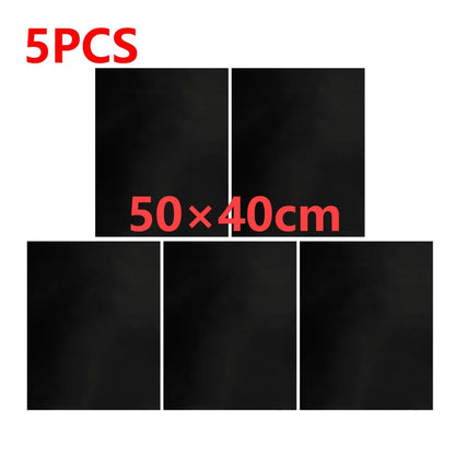 Metal BBQ Grill Mat Sheets, Reusable, 33 x 40cm or 50 x 40cm, Black - 5PCS 50x40cm