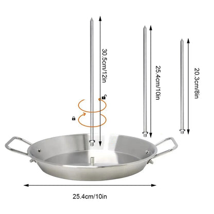 Vertical Skewer BBQ Roasting Stand with 10-Inch Pan and 3 Baking Needles