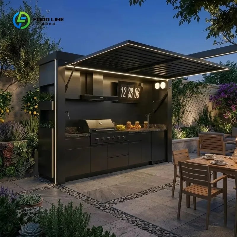Stainless Steel Outdoor Kitchen Pod, Modular Weatherproof BBQ Shelter, XT-01